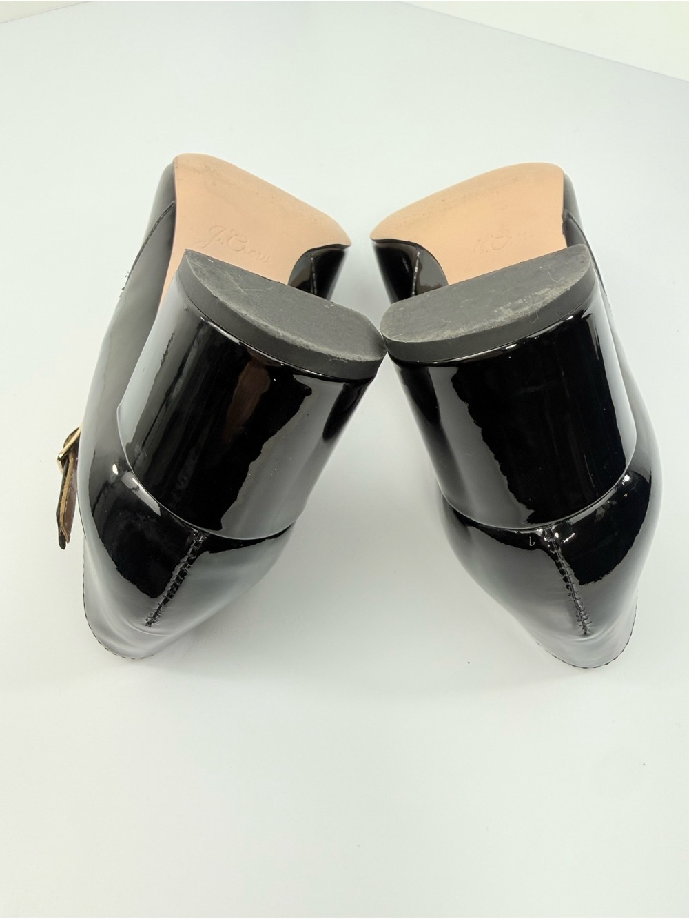 J. Crew MILLIE Black Patent Leather Glossy T Strap Block Heel Classic Shoes - Picture 13 of 15